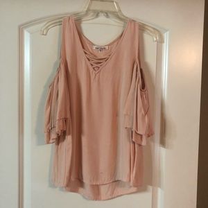 Pink Cold Shoulder Top